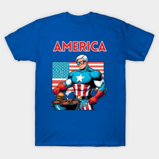 America Summer Cookout Patriotic Superhero T-Shirt